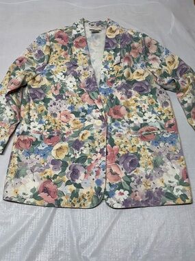 Jaclyn Smith Pastel Floral Blazer in Pink, Purple, Yellow, Green, Blue